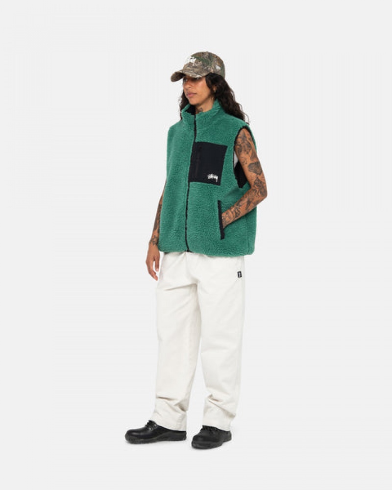 Férfi Stussy Sherpa Reversible Vest Mellény Türkiz Magyarország | UUM-3205