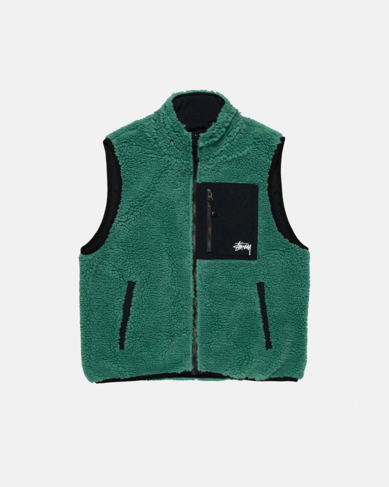 Férfi Stussy Sherpa Reversible Vest Mellény Türkiz Magyarország | UUM-3205