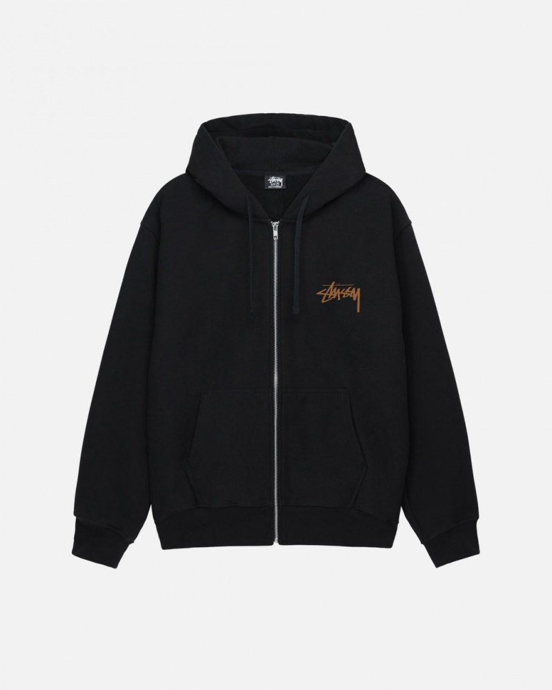 Férfi Stussy Skate Tough Zip Hoodie Kapucnis Pulóver Fekete Magyarország | XZI-9236