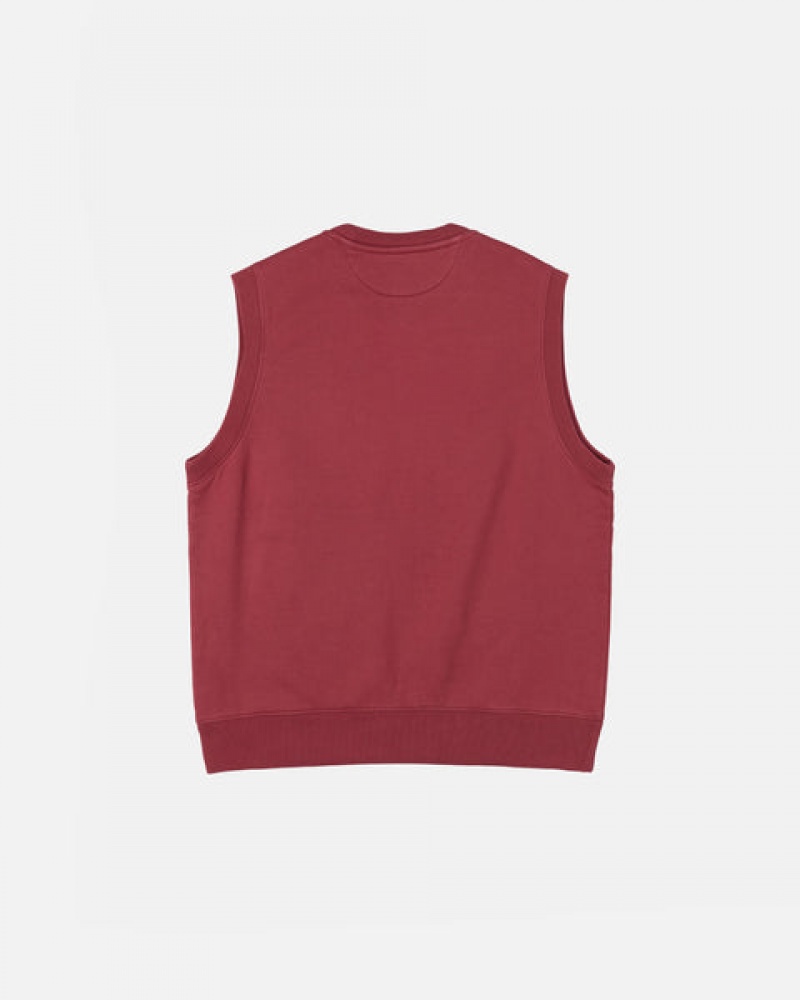 Férfi Stussy Stock Fleece Vest Pulóverek Bordó Magyarország | XMP-4728