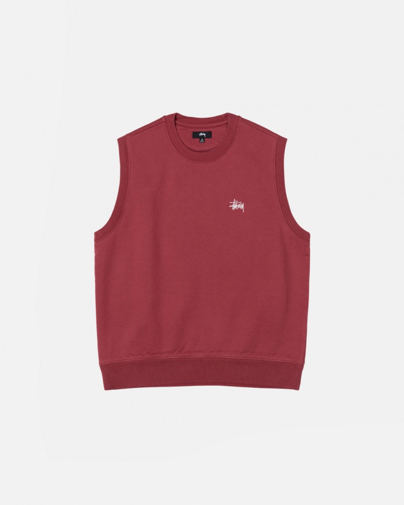 Férfi Stussy Stock Fleece Vest Pulóverek Bordó Magyarország | XMP-4728