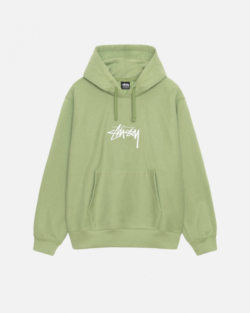 Férfi Stussy Stock Logo Applique Hood Pulóverek Zöld Magyarország | PQU-8925