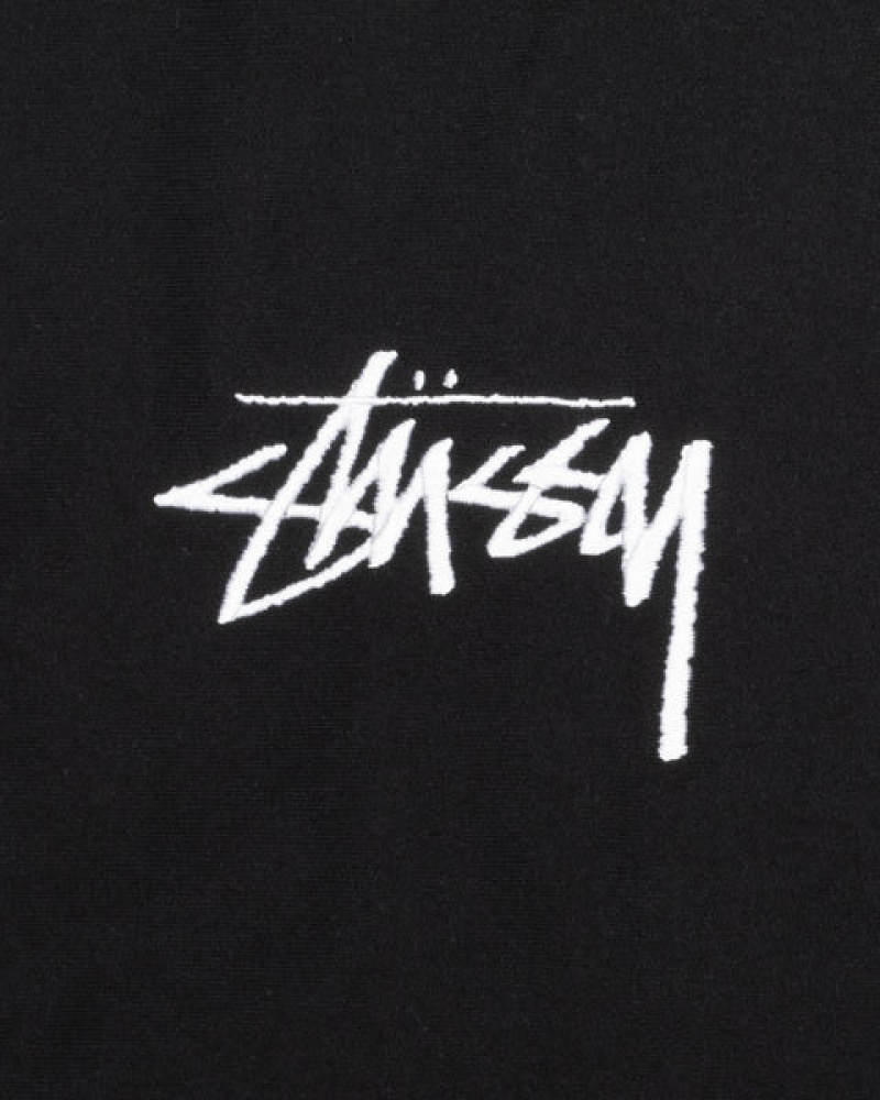 Férfi Stussy Stock Logo Applique Hoodie Kapucnis Pulóver Fekete Magyarország | JDL-5194