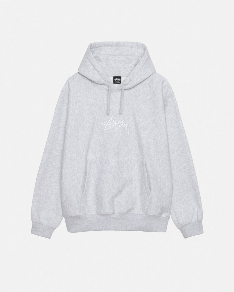 Férfi Stussy Stock Logo Applique Hoodie Kapucnis Pulóver Szürke Magyarország | WHX-1106