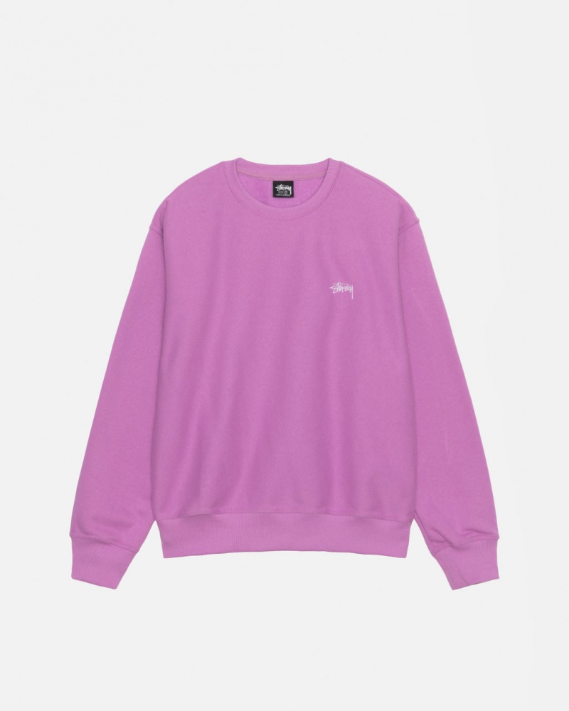 Férfi Stussy Stock Logo Crew Pulóverek Lila Magyarország | PRL-3328