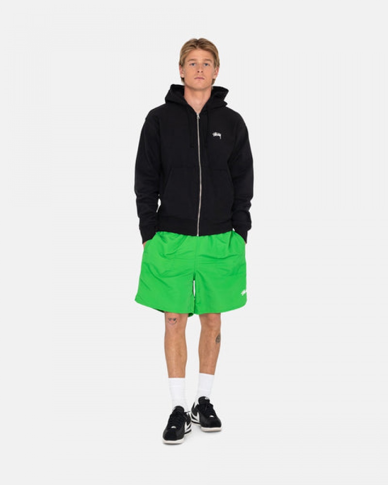 Férfi Stussy Stock Logo Zip Hoodie Kapucnis Pulóver Fekete Magyarország | OYP-7824