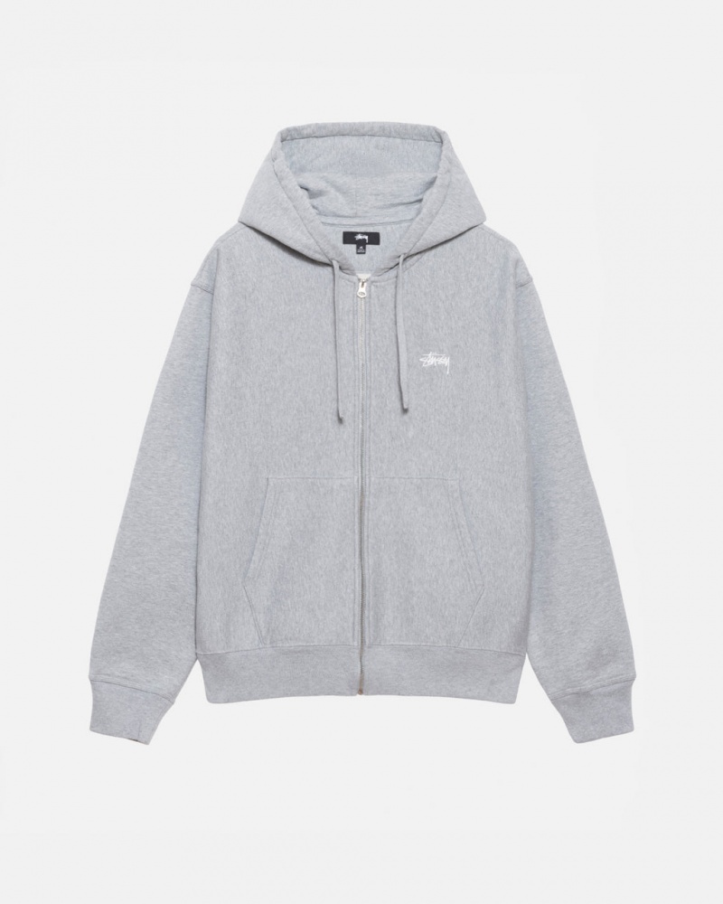 Férfi Stussy Stock Logo Zip Hoodie Kapucnis Pulóver Szürke Magyarország | EDN-2447