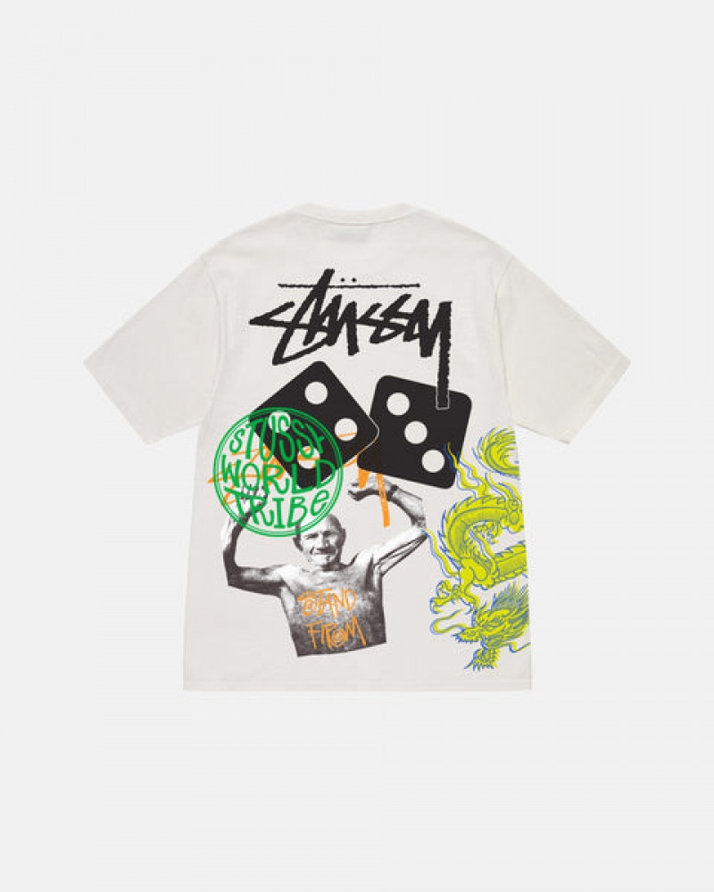 Férfi Stussy Strike Pigment Dyed Tee Póló Bézs Magyarország | GGR-8352