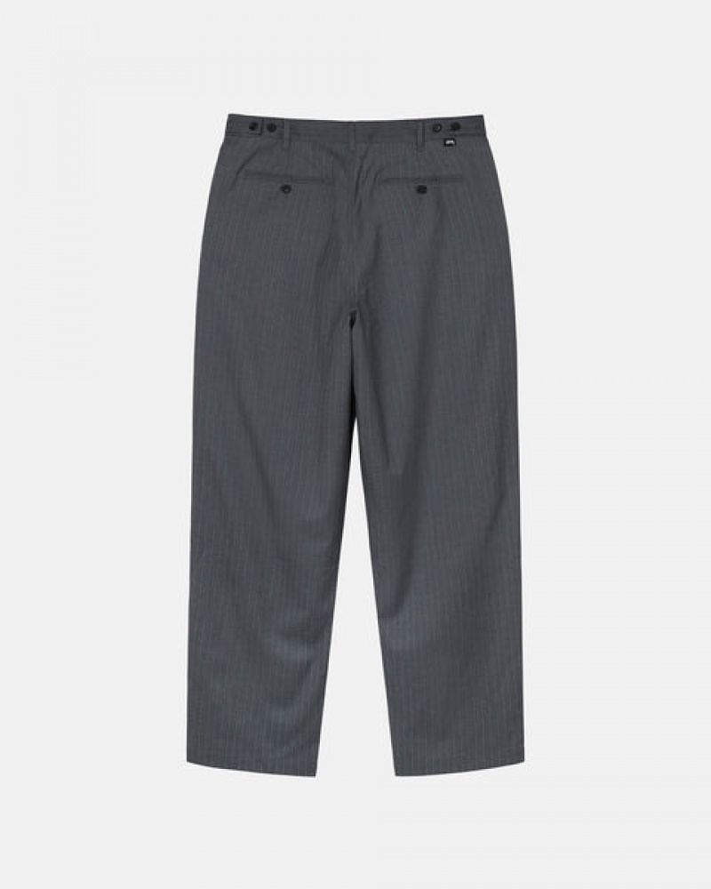 Férfi Stussy Stripe Volume Redőzött Trouser Nadrág Szürke Magyarország | KWV-4771