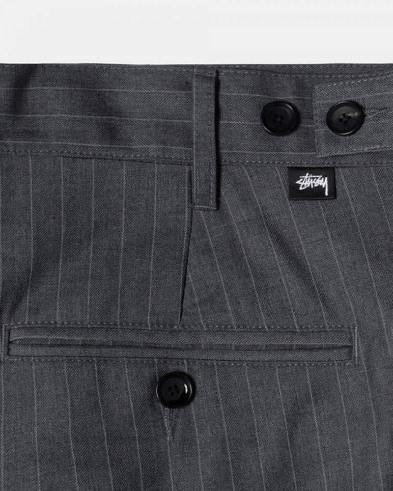 Férfi Stussy Stripe Volume Redőzött Trouser Nadrág Szürke Magyarország | KWV-4771