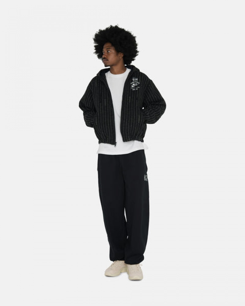 Férfi Stussy Stone Wash Fleece Pant Melegítő Nadrág Fekete Magyarország | CRD-4098