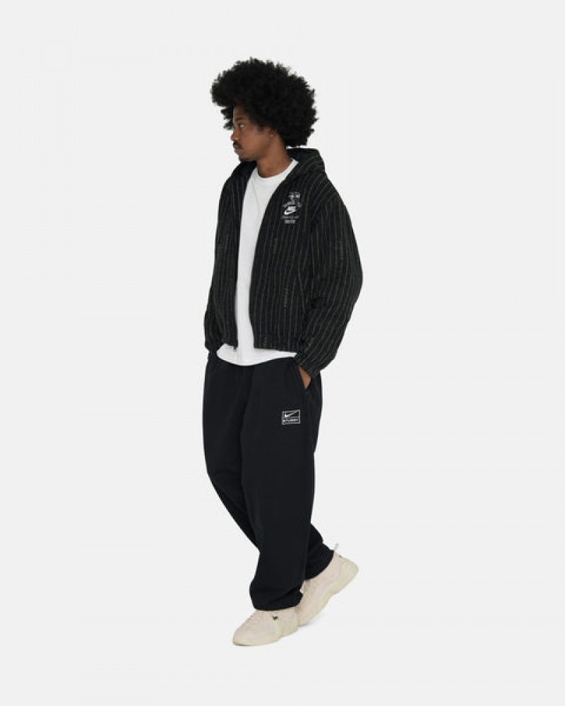 Férfi Stussy Stone Wash Fleece Pant Melegítő Nadrág Fekete Magyarország | CRD-4098