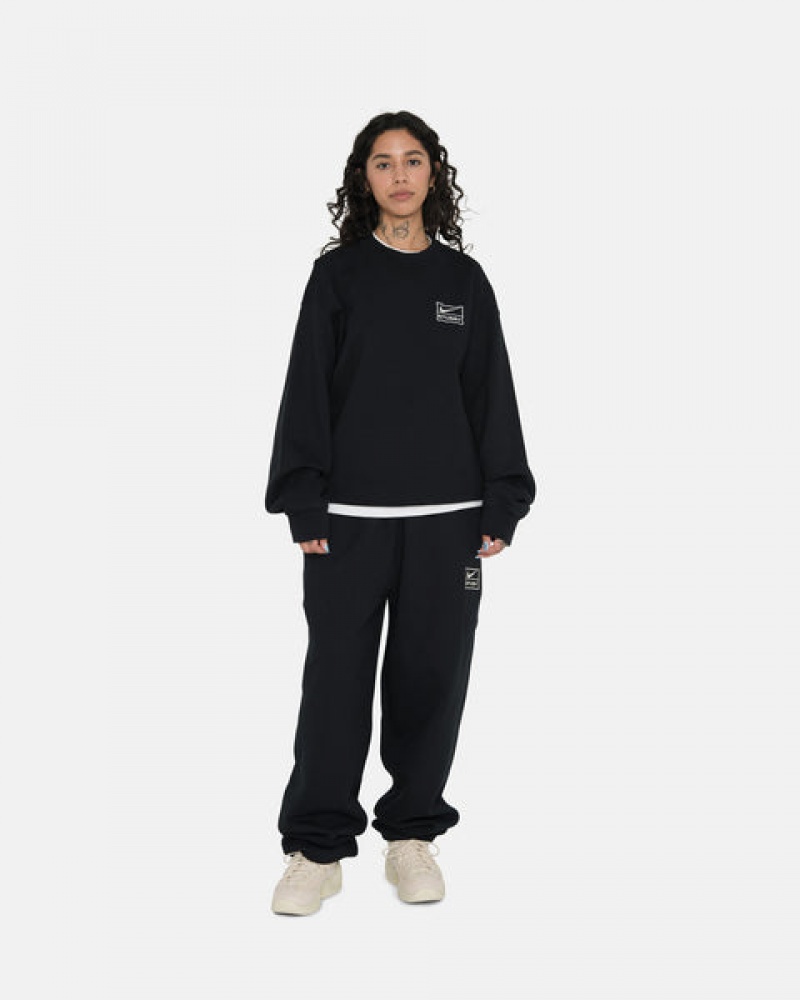 Férfi Stussy Stone Wash Fleece Pant Melegítő Nadrág Fekete Magyarország | CRD-4098