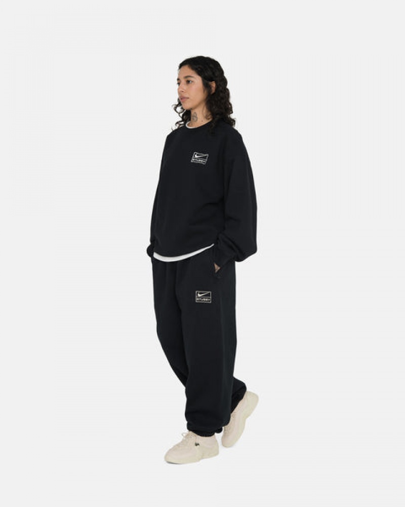 Férfi Stussy Stone Wash Fleece Pant Melegítő Nadrág Fekete Magyarország | CRD-4098