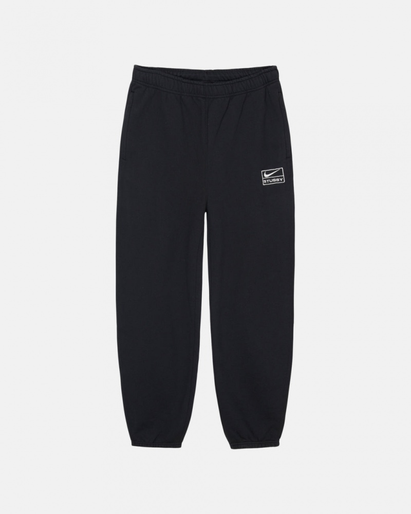 Férfi Stussy Stone Wash Fleece Pant Melegítő Nadrág Fekete Magyarország | CRD-4098