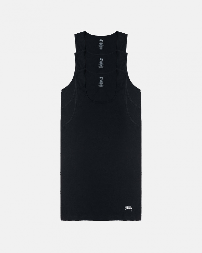 Férfi Stussy Stussy Tank Undershirt Ingek Fekete Magyarország | UOF-9314