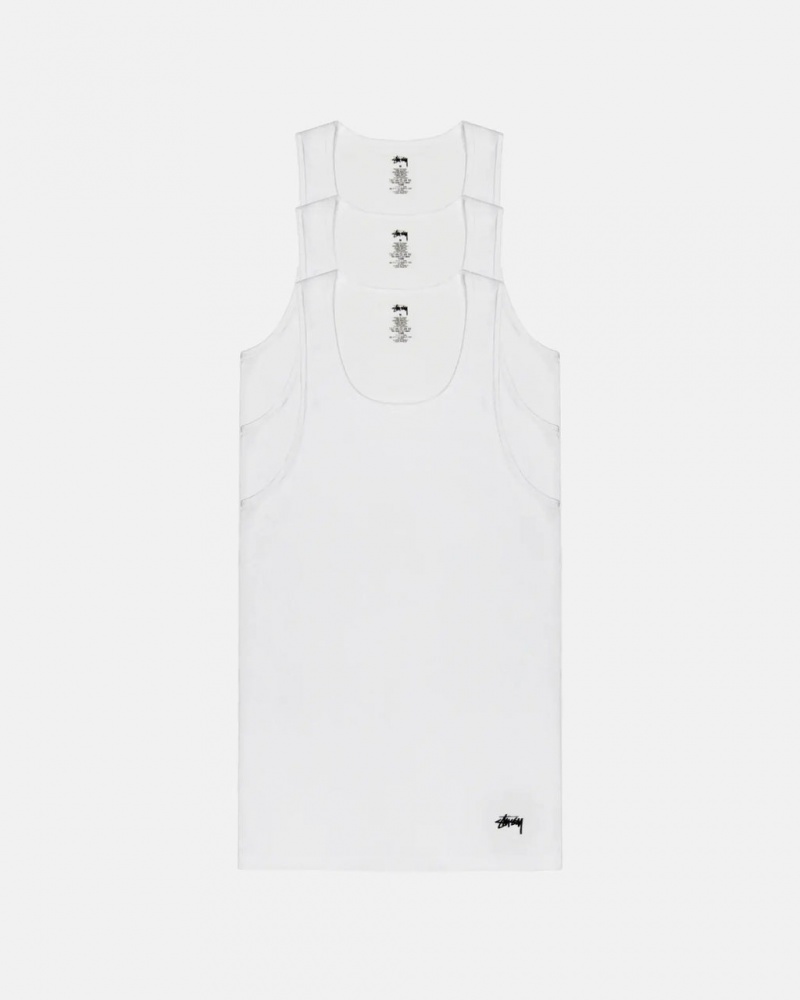 Férfi Stussy Stussy Tank Undershirt Ingek Fehér Magyarország | UUX-0140