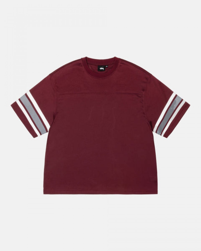 Férfi Stussy Surfman Mesh Football Jersey Felsők Bordó Magyarország | ZVK-7554