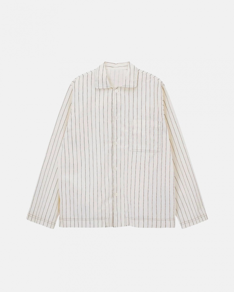 Férfi Stussy Tekla Poplin Pyjama Shirt Ingek Bézs Magyarország | PVX-7730