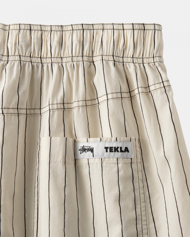 Férfi Stussy Tekla Poplin Pyjama Shorts Rövidnadrág Bézs Magyarország | UHF-4236