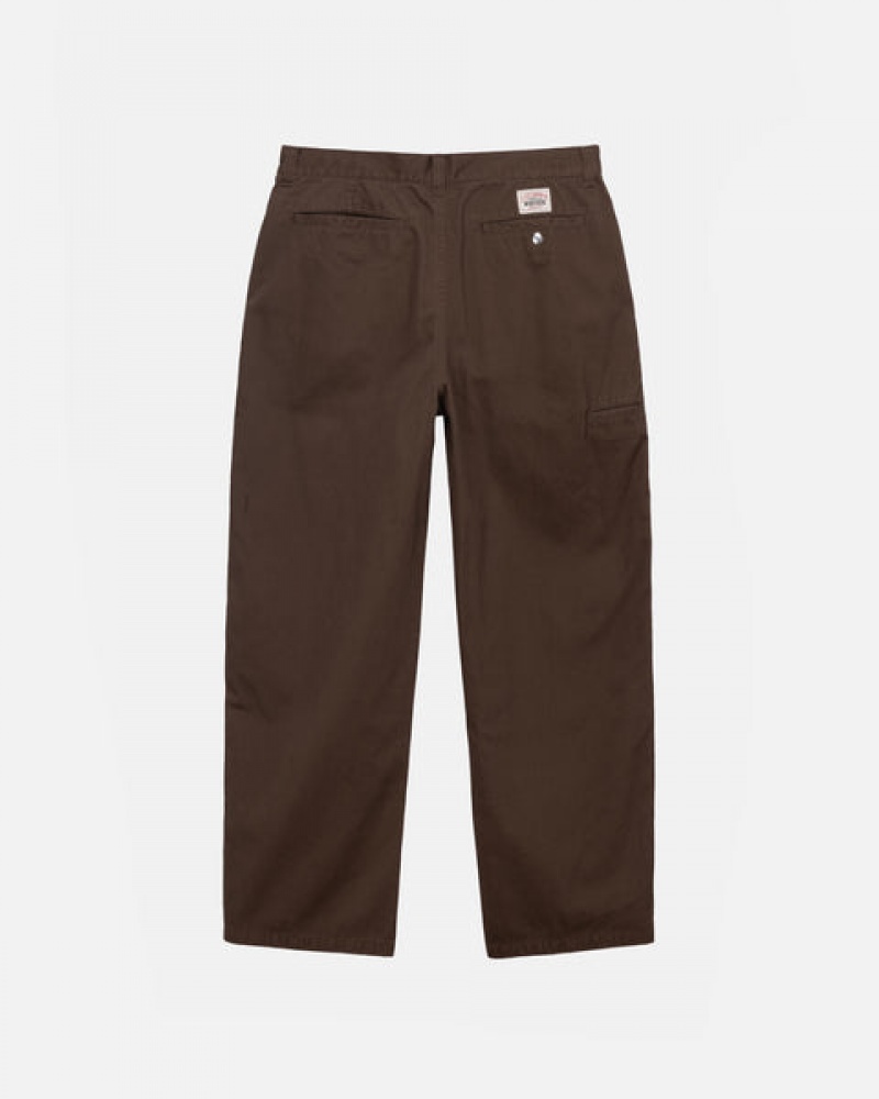 Férfi Stussy Workgear Trouser Twill Nadrág Barna Magyarország | TSU-7410