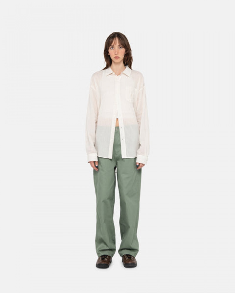 Férfi Stussy Workgear Trouser Twill Nadrág Zöld Magyarország | WEY-1084