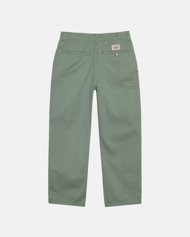 Férfi Stussy Workgear Trouser Twill Nadrág Zöld Magyarország | WEY-1084