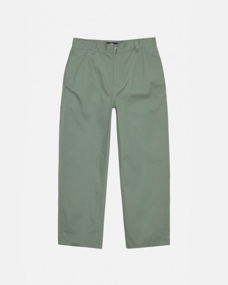 Férfi Stussy Workgear Trouser Twill Nadrág Zöld Magyarország | WEY-1084