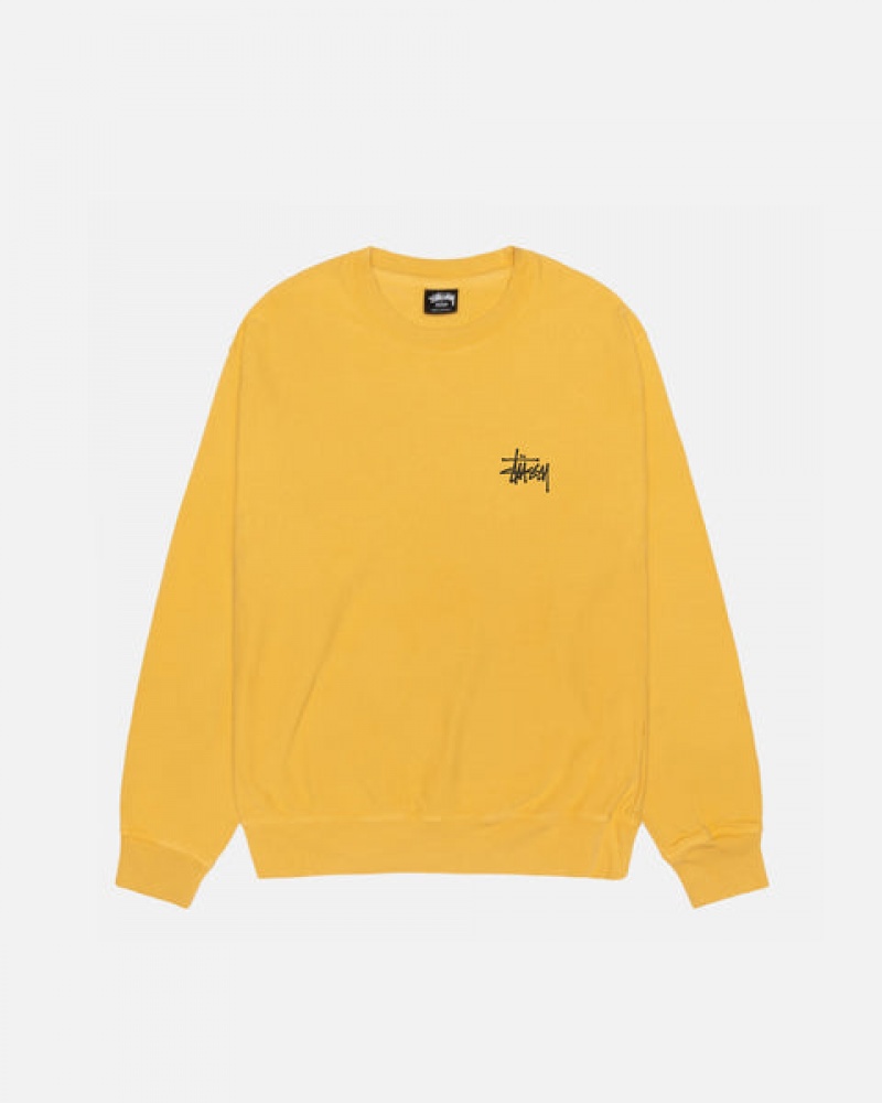 Női Stussy Basic Stussy Crew Pigment Dyed Pulóverek Sárga Magyarország | HXG-2116