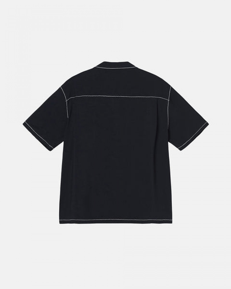 Női Stussy Contrast Pick Stitched Shirt Ingek Fekete Magyarország | GLU-4370