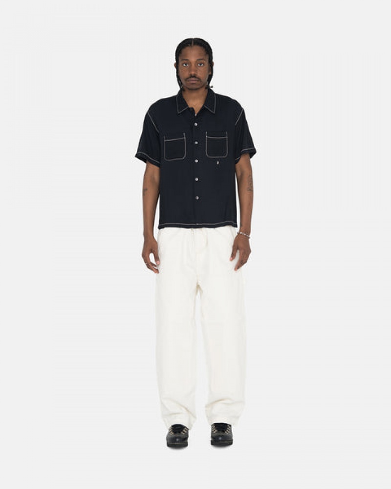 Női Stussy Contrast Pick Stitched Shirt Ingek Fekete Magyarország | GLU-4370