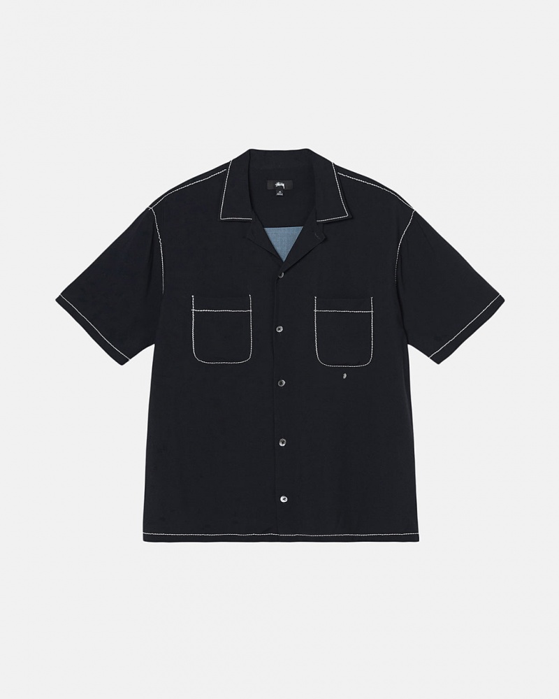 Női Stussy Contrast Pick Stitched Shirt Ingek Fekete Magyarország | GLU-4370