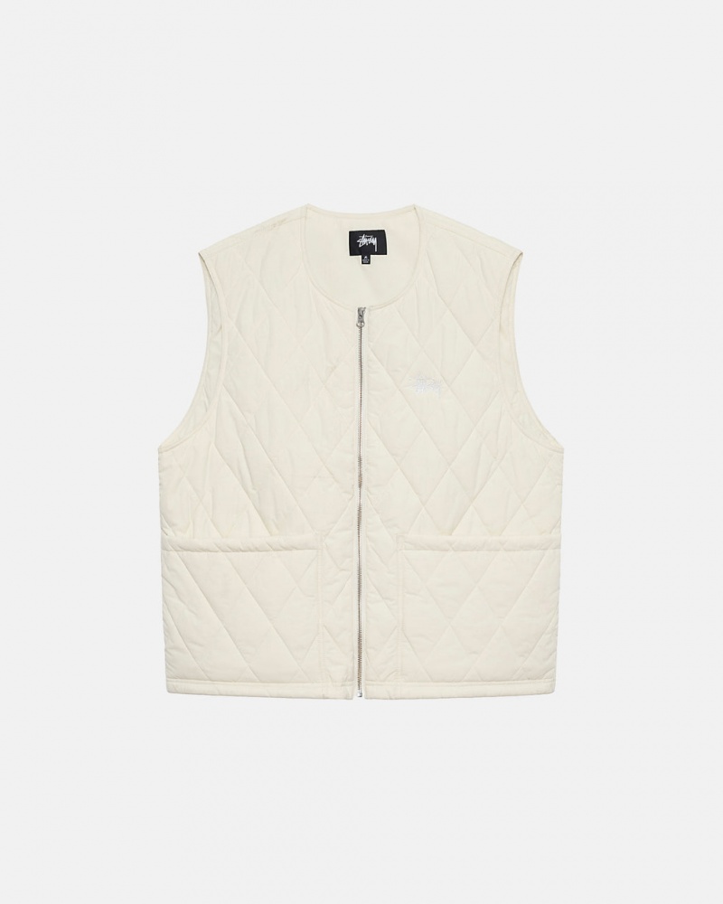 Női Stussy Diamond Steppelt Vest Mellény Krém Magyarország | OUX-8889