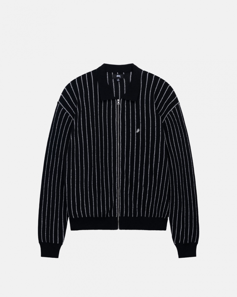 Női Stussy Light Weight Ls Zip Polo Felsők Fekete Magyarország | RKK-0572