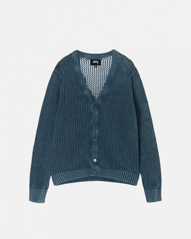 Női Stussy Loose Gauge Cardigan Pulóverek Kék Magyarország | RWU-1627