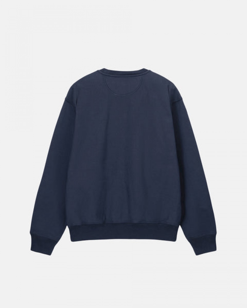 Női Stussy Overdyed Stock Logo Crew Pulóverek Sötétkék Magyarország | MLA-3328