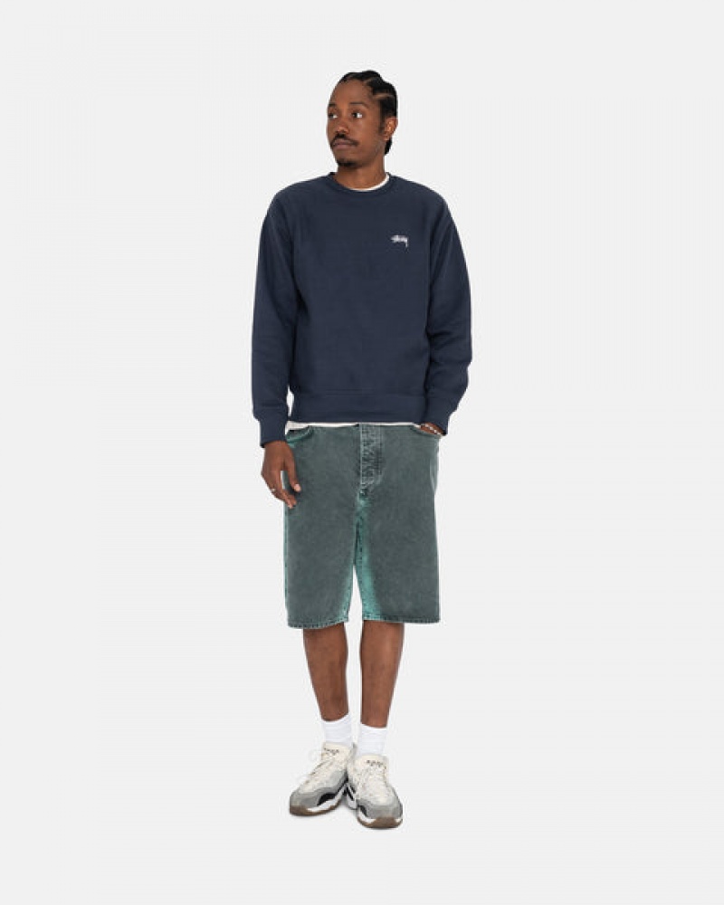 Női Stussy Overdyed Stock Logo Crew Pulóverek Sötétkék Magyarország | MLA-3328