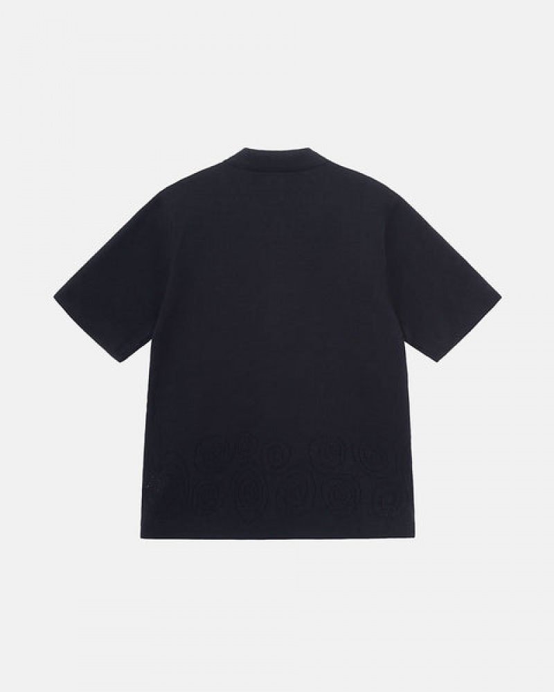 Női Stussy Perforated Swirl Knit Shirt Ingek Fekete Magyarország | EXA-1628