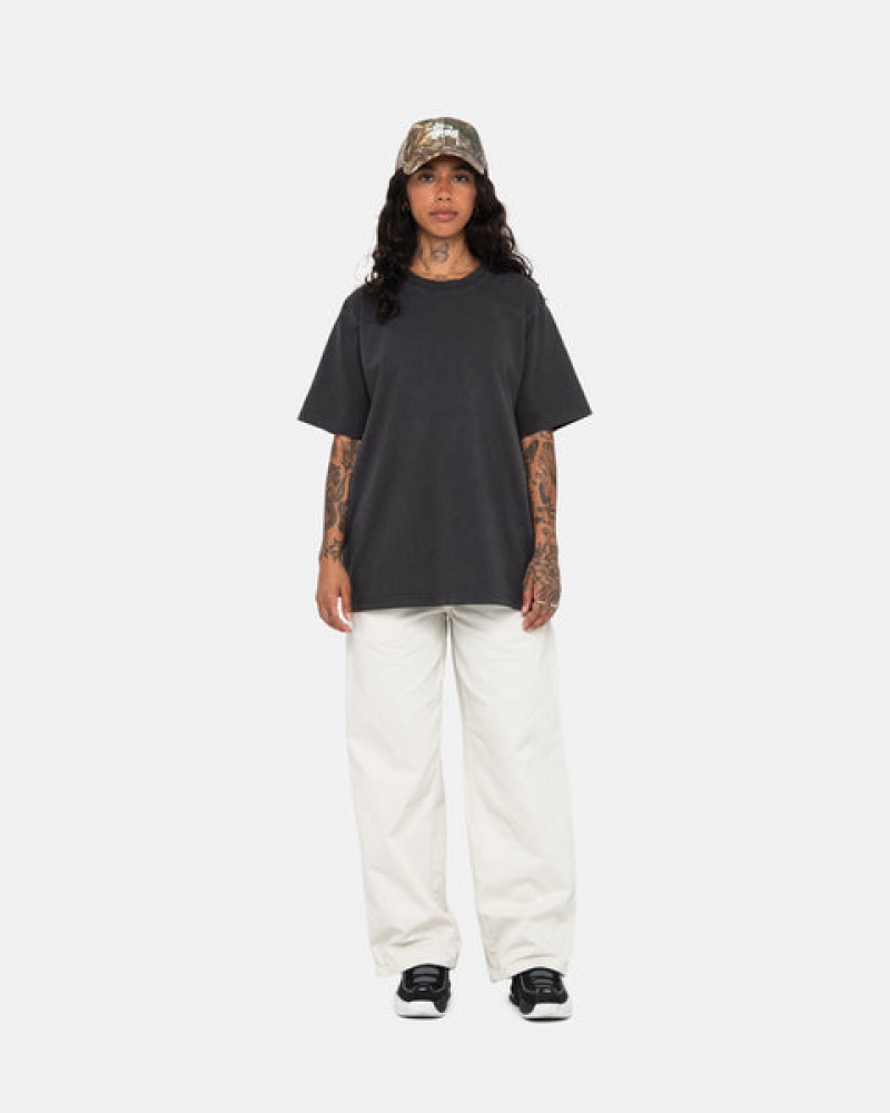 Női Stussy Pigment Dyed Crew Felsők Fekete Magyarország | FBJ-5467