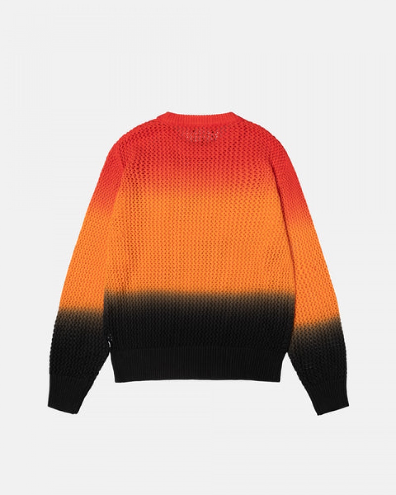 Női Stussy Pigment Dyed Loose Gauge Knit Pulóver Pulóverek Fekete Piros Magyarország | RXB-6441