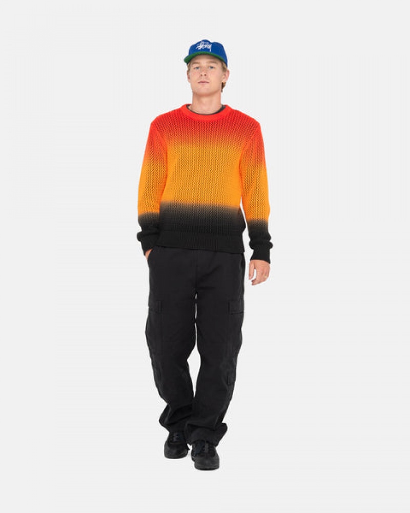 Női Stussy Pigment Dyed Loose Gauge Knit Pulóver Pulóverek Fekete Piros Magyarország | RXB-6441