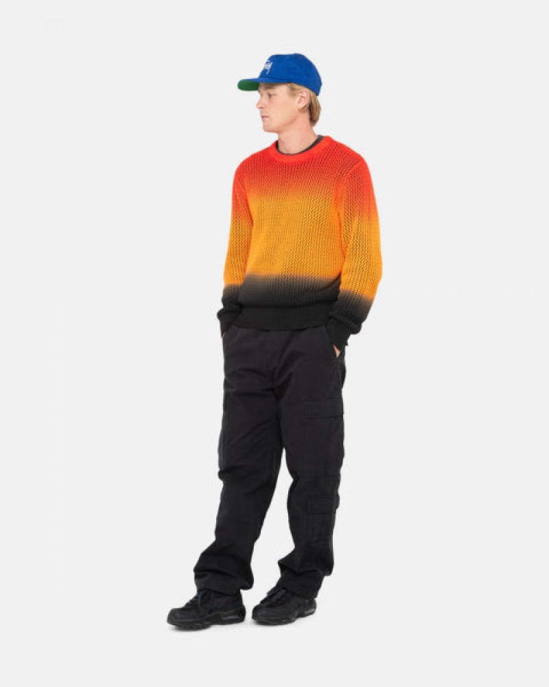 Női Stussy Pigment Dyed Loose Gauge Knit Pulóver Pulóverek Fekete Piros Magyarország | RXB-6441