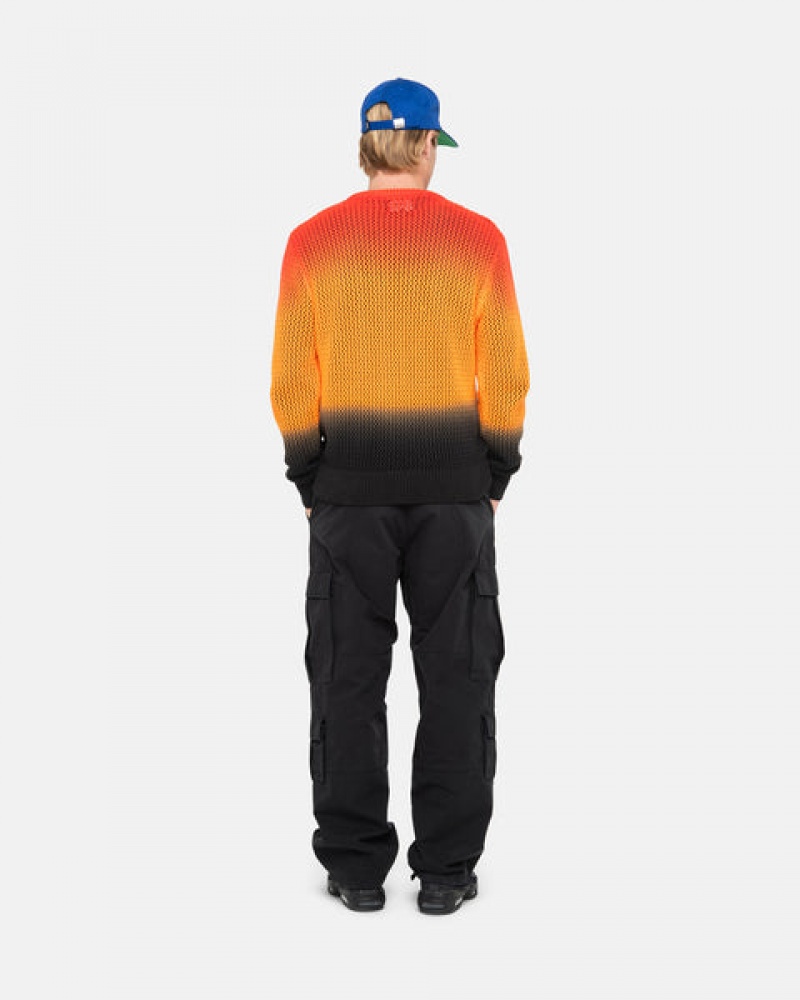 Női Stussy Pigment Dyed Loose Gauge Knit Pulóver Pulóverek Fekete Piros Magyarország | RXB-6441