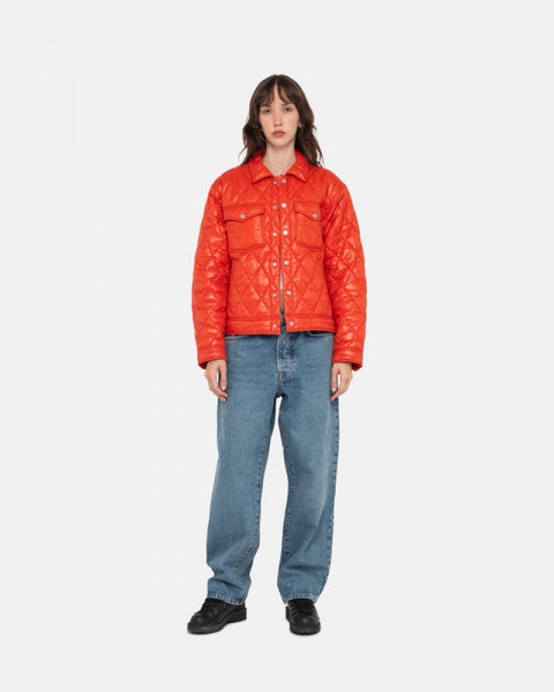 Női Stussy Ranch Jacket Steppelt Nejlon Kabát Piros Magyarország | HRC-8798