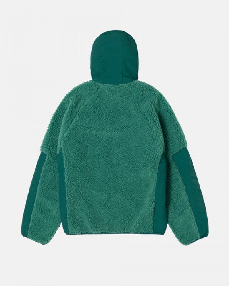 Női Stussy Sherpa Paneled Csuklyás Jacket Kabát Türkiz Magyarország | PYF-0576