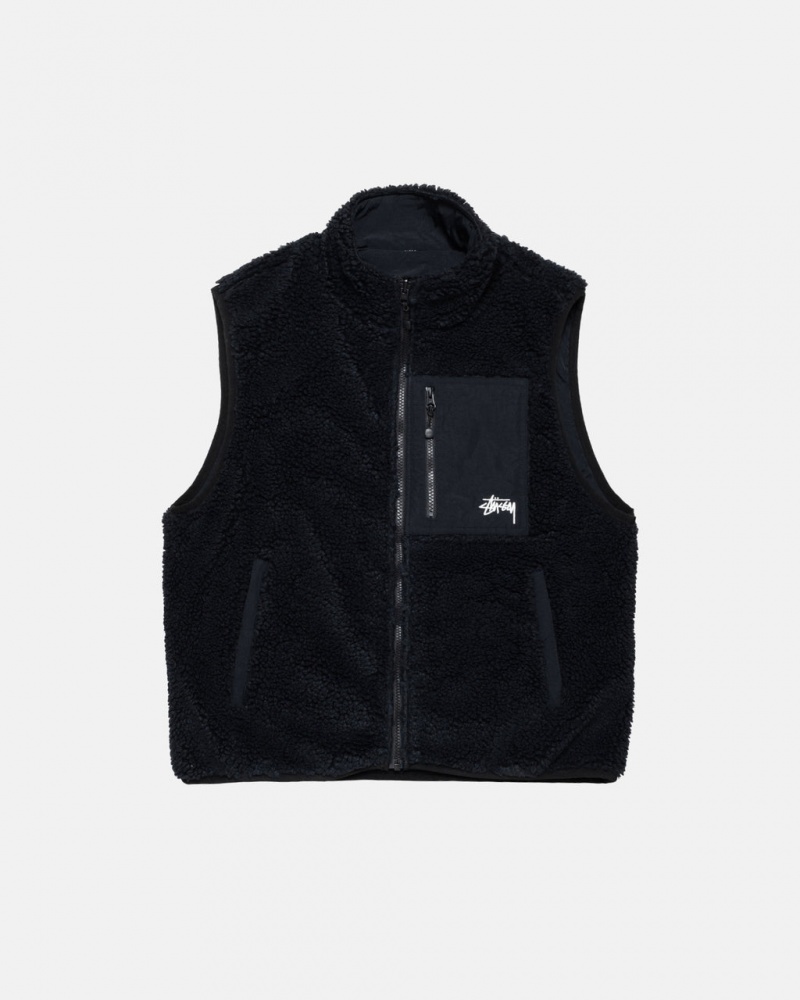 Női Stussy Sherpa Reversible Vest Mellény Fekete Magyarország | JZZ-4974