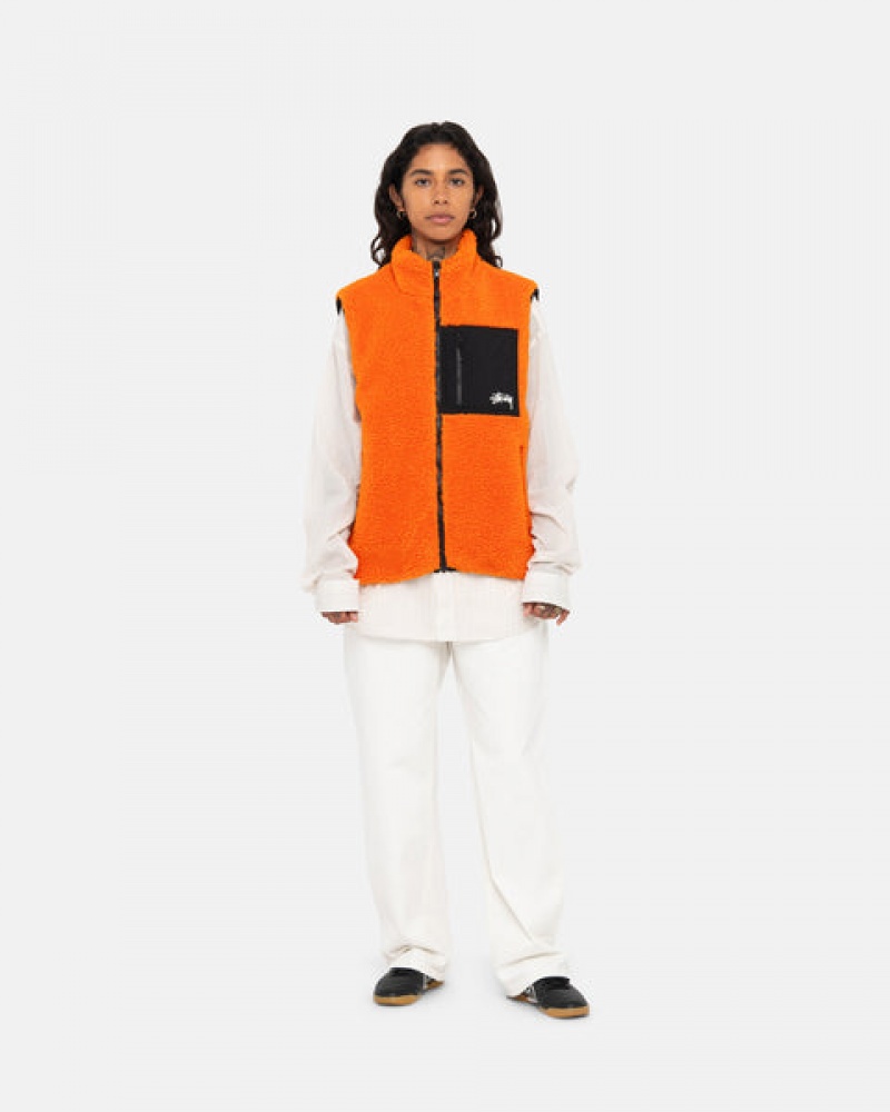 Női Stussy Sherpa Reversible Vest Mellény Sárga Magyarország | XZF-8370