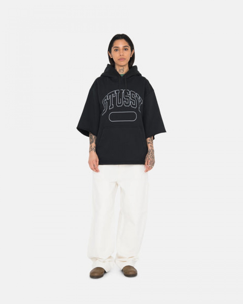 Női Stussy Ss Boxy Cropped Hoodie Kapucnis Pulóver Fekete Magyarország | NPB-9130