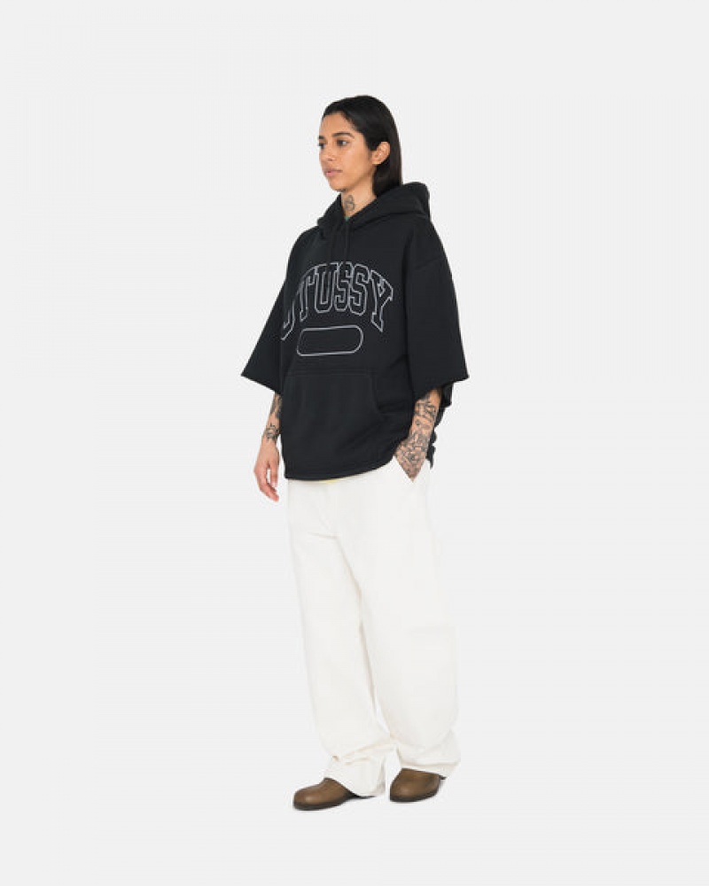 Női Stussy Ss Boxy Cropped Hoodie Kapucnis Pulóver Fekete Magyarország | NPB-9130