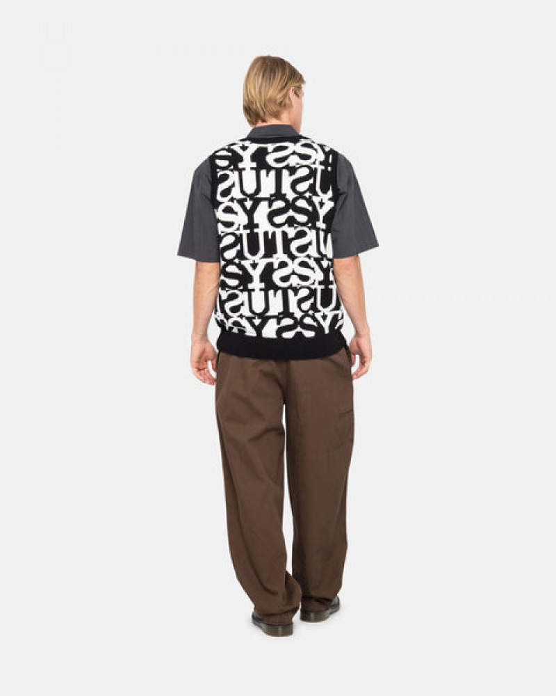 Női Stussy Stacked Pulóver Vest Pulóverek Fehér Fekete Magyarország | HEO-7623